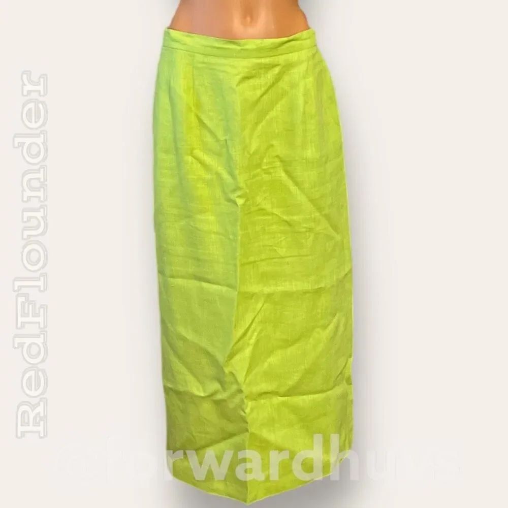 David N. Vintage Green Linen Skirt - Ladies Size 10